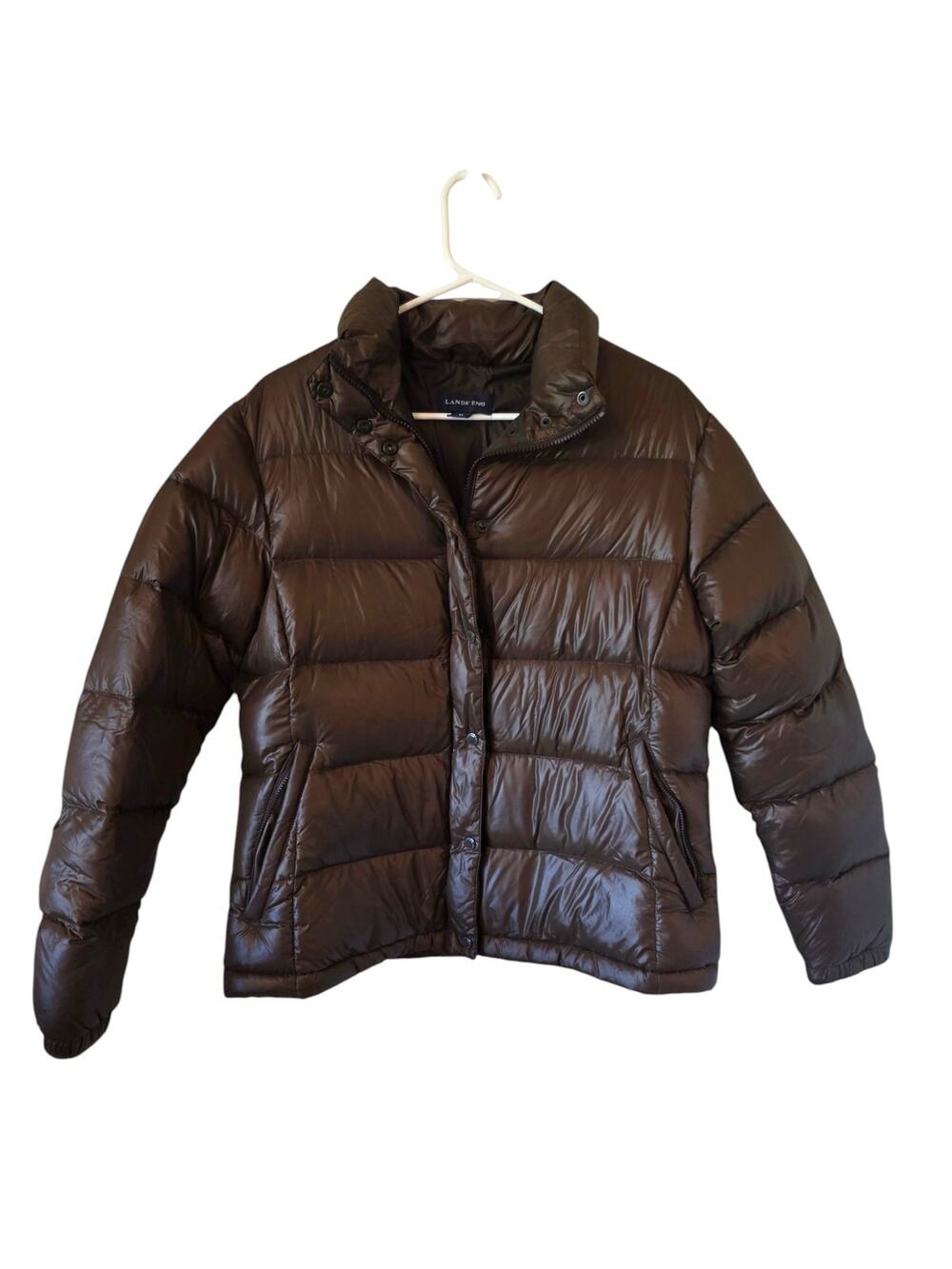 Lands End Womens Down Puffer Jacket Size Medium Brown